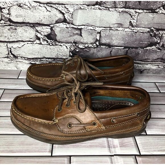 New Terrain Goodyear Brown Genuine Leather Boat Lace Casual Shoes Men Sz 8.5D US - Picture 12 of 15